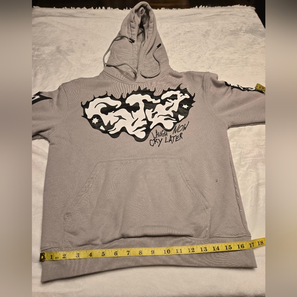 Asaali "Laugh Now Cry Later" Hoodi Sweater Color Grey Size XS - Picture 6 of 12